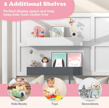 Load image into Gallery viewer, Super Cute & Adorable Modern Twin House Montessori Floor Bed With 2 Shelves | Guardrails | Solid Wood | Transition For Growth | Holds 400lbs