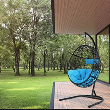 Load image into Gallery viewer, Outdoor / Indoor Patio Egg Swing Chair W/ Stand, Cushion, Pole, Basket - Heavy Duty Chair | Very Comfy Cushions | Hammock | Comes In 2 Colours | Holds 250lbs