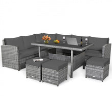 Load image into Gallery viewer, Very Relaxing Heavy Duty 7-Piece Cushiony Outdoor Furniture Wicker Sectional Sofa Patio Set With Dining Table