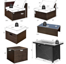 Load image into Gallery viewer, Elegant & Classy 9 Piece Set Outdoor Patio Furniture Set With 42 Inch Propane Fire Pit Table | Heavy Duty | Cover | Storage | In 6 Colours