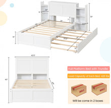 Load image into Gallery viewer, Elegant & Modern Very Comfortable Full Or Twin Kids, Children Wooden Platform Bed With Trundle Storage | Headboard | Bookshelf