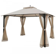 Load image into Gallery viewer, Elegant Heavy Duty Sturdy Design 12x10 FT Outdoor Double Top Patio Gazebo With Netting | Double Vented Roof | Sun-Proof & Waterproof Design