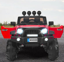 Load image into Gallery viewer, Super Cool Jeep Style 12V Electric Kids Ride On Car 1 Seater | LED Lights | Horn | Open Doors | Transport Handle | Slow Safety Start | Suspension | Remote
