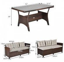 Load image into Gallery viewer, Elegant Comfortable Heavy Duty 3-Piece Hand-Woven Rattan, Wicker Outdoor Patio Sofa Furniture Set With Dining Table