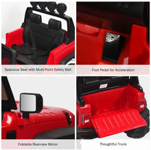Load image into Gallery viewer, Super Cool Jeep Style 12V Electric Kids Ride On Car 1 Seater | LED Lights | Horn | Open Doors | Transport Handle | Slow Safety Start | Suspension | Remote