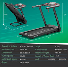Load image into Gallery viewer, Heavy Duty Powerful Upgraded 4.75HP Treadmill With App, Auto Incline | For Home, Office | LED Display | Quiet Motor | Shockproof | Easy Transport, Store | Bluetooth