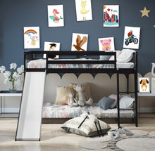 Load image into Gallery viewer, Very Elegant Heavy Duty Natural Pine Wood Twin Over Twin Bunk Bed Wooden Low Bed With Side Ladder For Children | Cool Slide