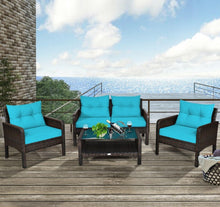 Load image into Gallery viewer, Elegant 4-Piece Patio Conversation Set Outdoor Rattan Wicker Furniture With Comfy Cushions | Easy Assembly | Heavy Duty