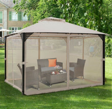 Load image into Gallery viewer, Elegant Heavy Duty Sturdy Design 12x10 FT Outdoor Double Top Patio Gazebo With Netting | Double Vented Roof | Sun-Proof & Waterproof Design