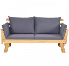 Load image into Gallery viewer, Very Relaxing 3 Adjustable Positions Outdoor Patio, Indoor Convertible Heavy Duty Sofa Couch With Thick Cushions | Acacia Wood