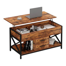 Load image into Gallery viewer, Luxurious Lift Top Coffee Table with 2 Drawers, Open Side Shelf, Hidden Compartment for Home, Living Room | Upgraded -Brown