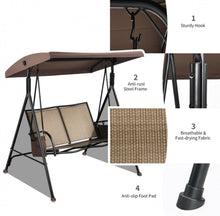 Load image into Gallery viewer, Super Relaxing 2 Person Patio Porch Swing With Adjustable Canopy Storage Pockets | Heavy Duty | Water Resistant