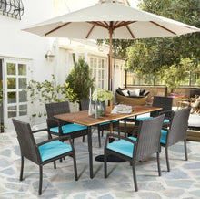 Load image into Gallery viewer, Very Comfortable Wicker / Rattan Patio Furniture 7 Piece Set With Cushions | Dining Set With Umbrella Hole | Heavy Duty