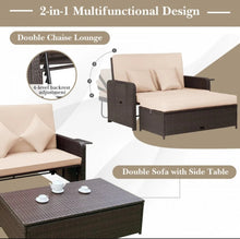 Load image into Gallery viewer, Elegant 4-Level Patio Rattan Daybed | Adjustable Backrest | Rectangle Side Tray | Outdoor Sectional | Double Sofa With Side Table | Space Saving