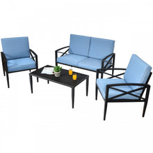 Load image into Gallery viewer, Heavy Duty Very Comfortable Aluminum Frame 8 Seater 4 Piece Patio Furniture Set Thick Cushioned Sofa | Weatherproof | Easy Set up