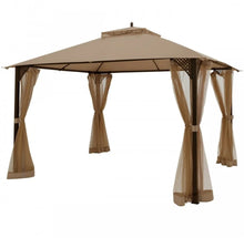 Load image into Gallery viewer, Elegant Heavy Duty Sturdy Design 12x10 FT Outdoor Double Top Patio Gazebo With Netting | Double Vented Roof | Sun-Proof & Waterproof Design