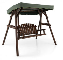 Load image into Gallery viewer, Heavy Duty Natural Fir Wood 2-Person Patio Outdoor Porch Swing  | Adjustable Canopy | Holds 530lbs | Waterproof | Fade Resistant | Side Table