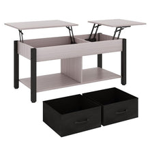 Load image into Gallery viewer, Elegant 2-Way Lift Top Coffee Table, Rustic Wood with Hidden Compartments, 2 Fabric Storage Baskets for Home, Living Room | Heavy Duty (Grey)
