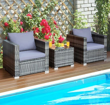 Load image into Gallery viewer, Heavy Duty Elegant Very Comfortable 3 Piece Patio Rattan Furniture Bistro Sofa Couch Set With Thick Cushions
