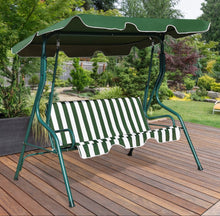 Load image into Gallery viewer, Super Relaxing 3 Person Outdoor Patio Canopy Swing With Cushioned Steel Frame | Porch Swing | Adjustable Canopy | High Weight Capacity