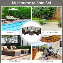 Load image into Gallery viewer, Very Comfortable 4 Piece Outdoor Patio Cushioned Rattan Furniture Sofa Set | Multipurpose | Heavy Duty Rattan | In 3 Colours