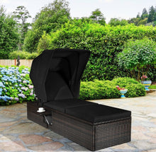 Load image into Gallery viewer, Very Relaxing Heavy Duty Adjustable Outdoor Patio Chaise Cushioned Lounge Chair With Folding Canopy | High Quality | PE Rattan