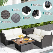 Load image into Gallery viewer, Super Relaxing Heavy Duty 7-Piece Hand Woven Wicker Patio Outdoor Furniture Set Elegant Acacia Wood Coffee Table