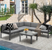 Load image into Gallery viewer, Heavy Duty Comfortable Modern 3-Piece Aluminum Patio Furniture Set With 6-Level Adjustable Backrest, Rustproof, Indoor, Outdoor