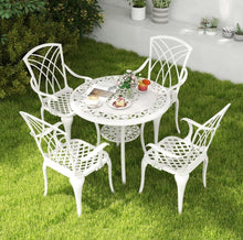 Load image into Gallery viewer, Heavy Duty Gorgeous 2025 Patio Bistro 5-Piece Table Chair Set With Umbrella Hole, Aluminum Frame | Rustproof | Lightweight | Bottom Storage Shelf