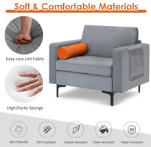 Load image into Gallery viewer, Elegant Modern Accent Chair Couch With Bolster And Side Storage Pocket | Thick Cushions | Heavy Duty Holds 660lbs | Suede Or Leather Or Lint Fabric