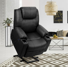 Load image into Gallery viewer, Heavy Duty Modern & Elegant Electric Power Lift Multifunction Electric Recliner With Massage Features | 2 Side Pockets | Cup Holders | Lumbar Heating | USB Charge Port