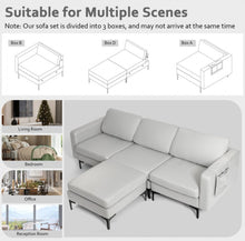 Load image into Gallery viewer, Elegant Modern Heavy Duty Comfortable L-Shaped Sectional Sofa Couch With Reversible Chaise | 2 USB-Ports | Thick Seat Cushions | Ottoman