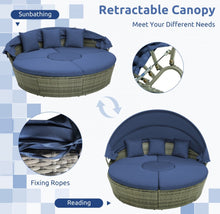Load image into Gallery viewer, Very Relaxing Upgraded Heavy Duty Outdoor Patio Wicker Round Daybed With Retractable Canopy With Comfortable Upgraded Cushions