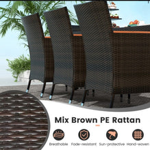 Load image into Gallery viewer, Heavy Duty Outdoor Patio 10-Piece Dining Set With 15 Feet Double-Sided Twin Patio Umbrella, Rustic Acadia Wood, Wicker, Rattan, Very Comfortable