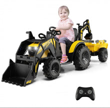 Load image into Gallery viewer, 2025 Heavy Duty 12V Excavator 3-in-1 Ride On Toy 1 Seater With Shovel, Bucket, Trailer, Rubber Tires, Cup Holder, LED Lights, Digging Bucket, Remote