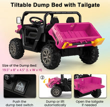 Load image into Gallery viewer, 2025 Upgraded 24V Dump Truck Kids Ride On Car | Up To 8-10KPH | 2 Seater | Switch For Dump Bed | Open Tailgate | Music | 2 Of 20000 RPM Motors | Remote