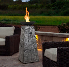 Load image into Gallery viewer, Elegant Heavy Duty 48 Inch Propane Fire Bowl Column With Beautiful Lava Rocks & PVC Cover | Easy Access Door | Easy On/Off Switch | Patio Fire Pit