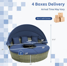 Load image into Gallery viewer, Very Relaxing Upgraded Heavy Duty Outdoor Patio Wicker Round Daybed With Retractable Canopy With Comfortable Upgraded Cushions
