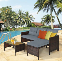 Load image into Gallery viewer, Super Duty Comfortable 3 Piece Outdoor Patio Corner Rattan Sofa Couch Set | Easy To Clean | Water Resistant