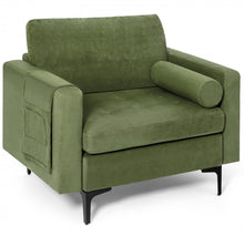 Load image into Gallery viewer, Elegant Modern Accent Chair Couch With Bolster And Side Storage Pocket | Thick Cushions | Heavy Duty Holds 660lbs | Suede Or Leather Or Lint Fabric