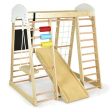 Load image into Gallery viewer, Super Fun 8-in-1 Heavy Duty Climber Playground Play-set For Kids With Slide | Climbing Net | Slide | Rock Climbing | Monkey Bars | Abacus Game | Swing | Drawing Board