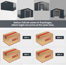 Load image into Gallery viewer, Super Duty 11x8 Ft Metal Storage Shed For Garden, Tools, | 2 Lockable Sliding Doors | Weather Resistant | 4 Air Vents | Slope Roof | Patio