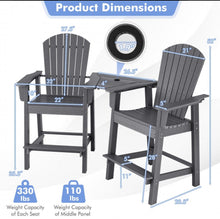 Load image into Gallery viewer, Heavy Duty Comfortable 2 Piece HDPE Tall Patio Adirondack Chair With Middle Connecting Tray | Umbrella Hole | Barstools | Easy Assembly | Waterproof