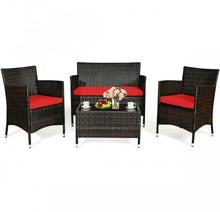 Load image into Gallery viewer, Very Elegant & Relaxing 4 Piece Outdoor Rattan / Wicker Sofa Patio Set With Heavy Duty Glass Coffee Table