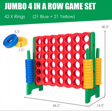 Load image into Gallery viewer, Super Cool Outdoor Fun Giant Connect 4 Style Jumbo 4-To-Score Game Set With 42 Giant Rings | Quick Release Slider | For The Whole Family | Indoor | Outdoor
