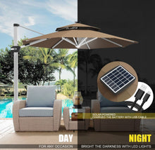 Load image into Gallery viewer, Heavy Duty Aluminum Solar Power LED Light Patio Cantilever Umbrella 10Ft Without Weight Base
