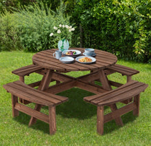Load image into Gallery viewer, Super Cool Big 8 Seater Rustic Wood Design Patio Picnic Table Dining Seat Bench | Large Benches | Heavy Duty