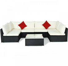 Load image into Gallery viewer, Very Relaxing 7 Piece Patio Furniture Sectional Wicker Sofa Set With Tempered Glass Top