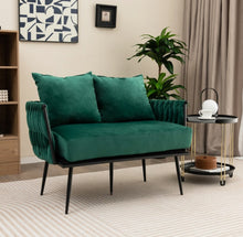 Load image into Gallery viewer, Heavy Duty Elegant Modern Love Seat Sofa Couch Upholstered Dutch Velvet Sofa Couch | Thick Cushion | 2 Comfy Pillows | Holds 350lbs