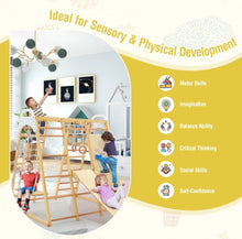 Load image into Gallery viewer, Super Cool Wooden 8-in-1 Kids Jungle Gym Playground | Monkey Bars | Climbing | Ladder | Swing | Rings | Slide | Holds 530lbs | Playground